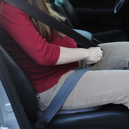Tummy Shield put seat belt on